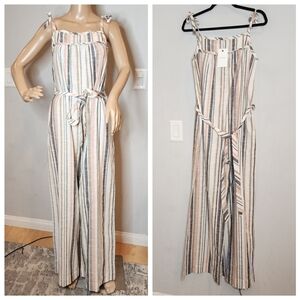 NWT MOTHER Stripe Sleeveless Wideleg Jumpsuit Eat Cake Est Size XS/S Cotton